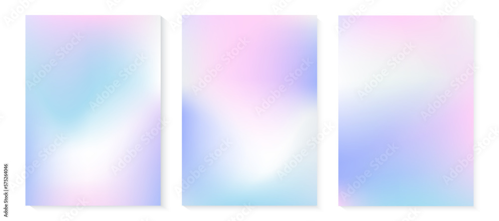 Y2k aesthetic holographic gradient background. Pearlescent color vector  poster. Holo blur wallpaper. Abstract iridescent pattern 2000s style. Blue  and pink mesh texture. 00s girlish art illustration Stock Vector