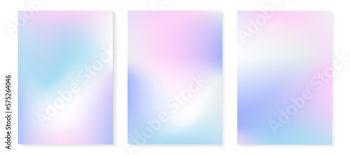 Y2k aesthetic holographic gradient background. Pearlescent color vector poster. Holo blur wallpaper. Abstract iridescent pattern 2000s style. Blue and pink mesh texture. 00s girlish art illustration