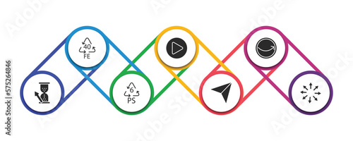 user interface filled icons with infographic template. glyph icons such as 40 fe, right arrow play button, round right arrow, wait cursor, 6 ps, navigation arrows, expand arrows vector.