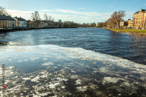Break-up of ice at Klarälven in Karlstad.