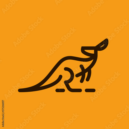 kangaroo simple line icon logo vector design, modern abstract logo pictogram design of wallaby