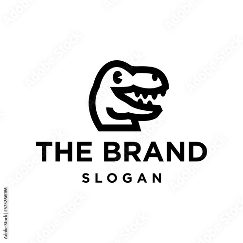 T-rex simple line icon logo vector design, modern logo pictogram design of tyrannosaurus head mascot