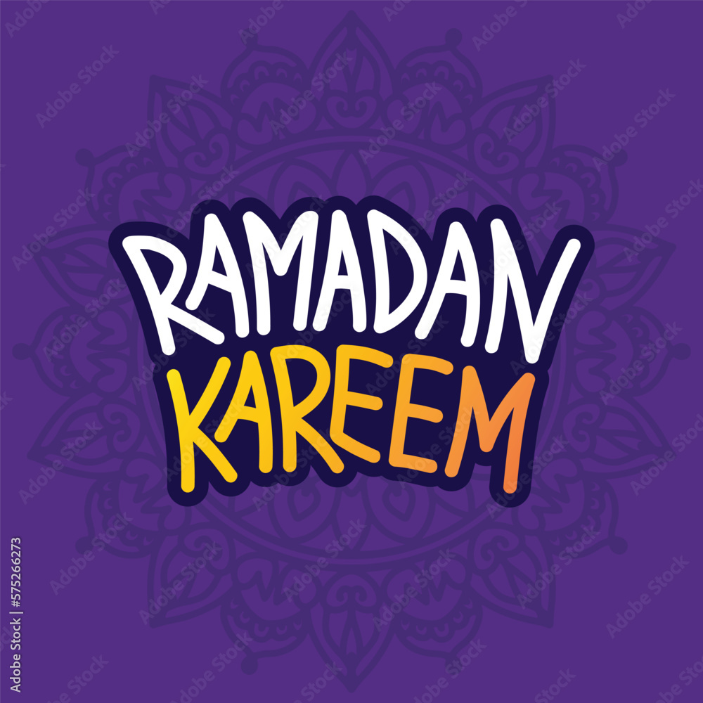 Ramadan Kareem vector lettering and calligraphy illustration for Islamic holiday background, greeting card, calendar, poster, banner, social media template.
