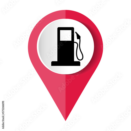 Gas petrol fuel station pin pointer marker icon vector, gasoline refill pump map location position sign, locator symbol flat pictogram