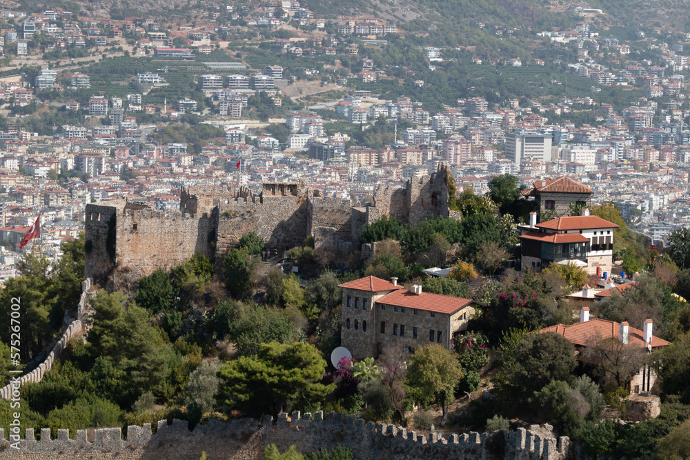 Panoramic view of the Alanya Castle and the city
