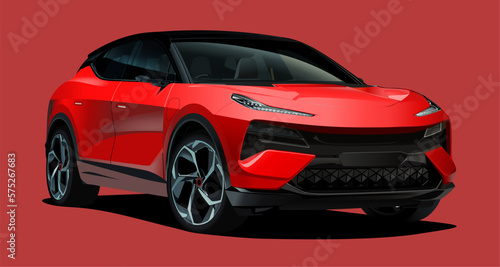 Realistic vector red SUV isolated car with 3d view © Jalil