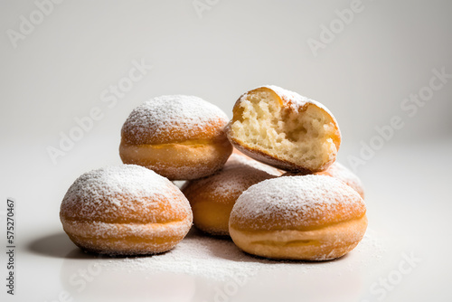 Doughnuts, white background made with Generative AI