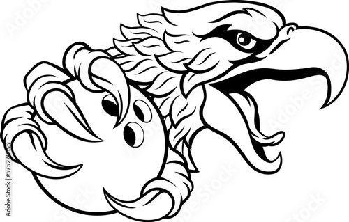 An eagle or hawk bowling ball cartoon sports team mascot