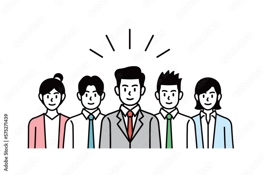Business team in a positive pose and smiling. Business person illustration.