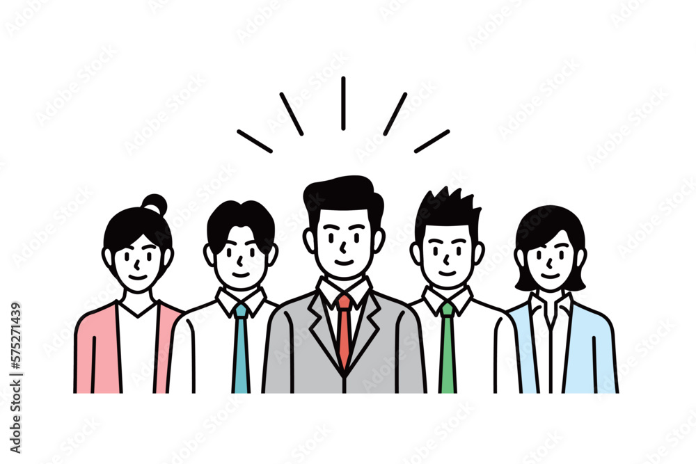 Business team in a positive pose and smiling. Business person illustration. Business team in a positive pose and smiling. Business person illustration.