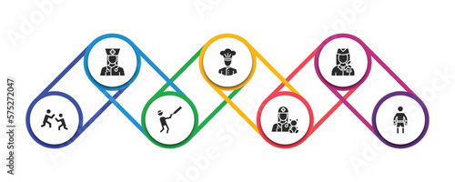 professions filled icons with infographic template. glyph icons such as physician assistant, chef, air hostess, wrestling, cricket player, pediatrician, boxer vector.