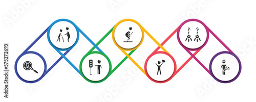 people filled icons with infographic template. glyph icons such as help the elderly, ski stick man, earings, recruit, traffic hand, success man happy, architect vector.