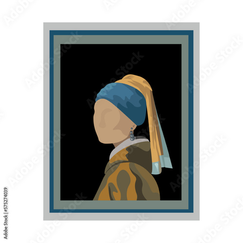 Φωτογραφία Painting Girl with a pearl earring, artist Jan Vermeer, vector parody
