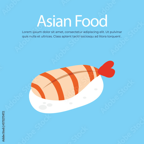 Asian food sushi vector illustration, Japanese traditional food.
