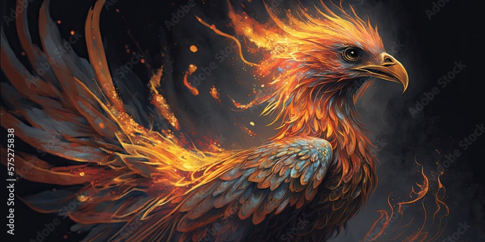 Fototapeta premium Fire phoenix. Generative AI illustration