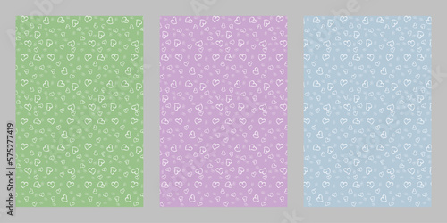 Fototapeta Naklejka Na Ścianę i Meble -  Seamless universal minimalist children's pattern with hearts for fabrics.Pastel pattern set. Festive romantic pattern for Valentine's Day. Wedding, anniversary, holiday. Paper wrapping for gifts.