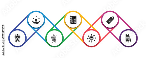 marketing filled icons with infographic template. glyph icons such as motivation, flyer, price, benefits, buying, affiliate, eticket vector.
