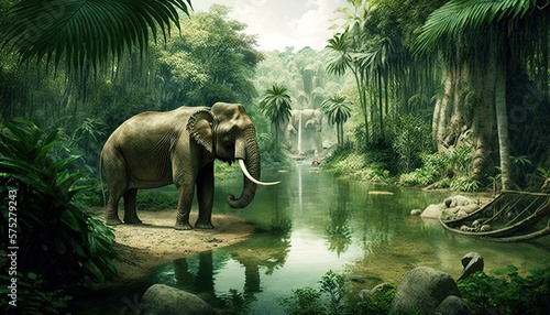 10,000 BC forests habitat for a vast array of creatures: elephants and mammoths, tigers, primates, birds, reptiles, and insects. Ground blanketed in a deep layer of decaying leaves and fallen timber.