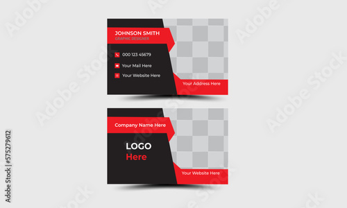business card template. Modern Business Card Design with red and black color background