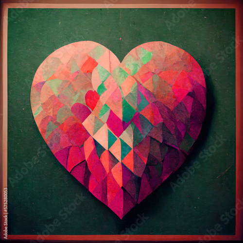 Abstract heart made from triangles photo