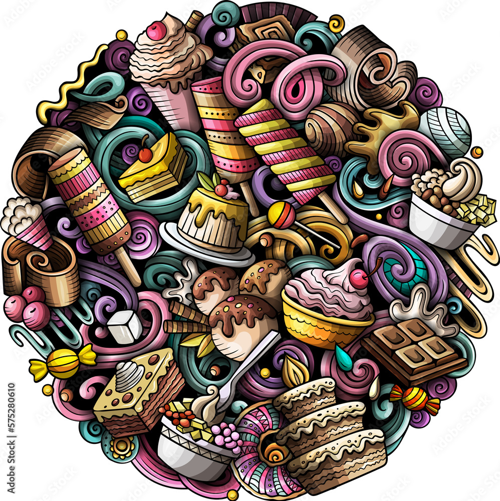 Sweet Food detailed cartoon illustration