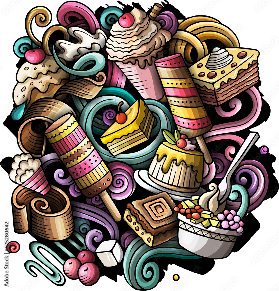 Sweet Food detailed cartoon illustration