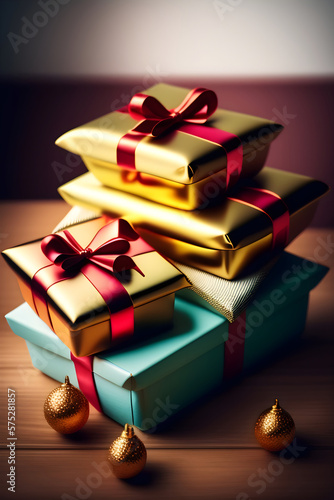 Beautiful golden gift boxes