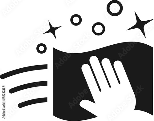 Hand with wipe icon, home cleaning symbol