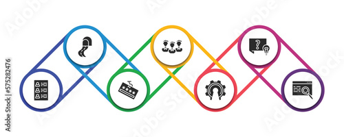 general filled icons with infographic template. glyph icons such as road tunnel, project team, quiz, profile list, password phishing, open source, sem vector.