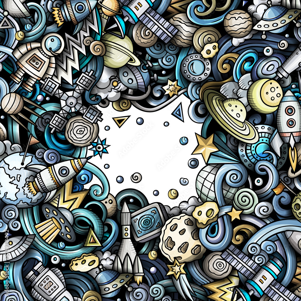 Outer Space detailed cartoon border illustration Outer Space detailed cartoon border illustration