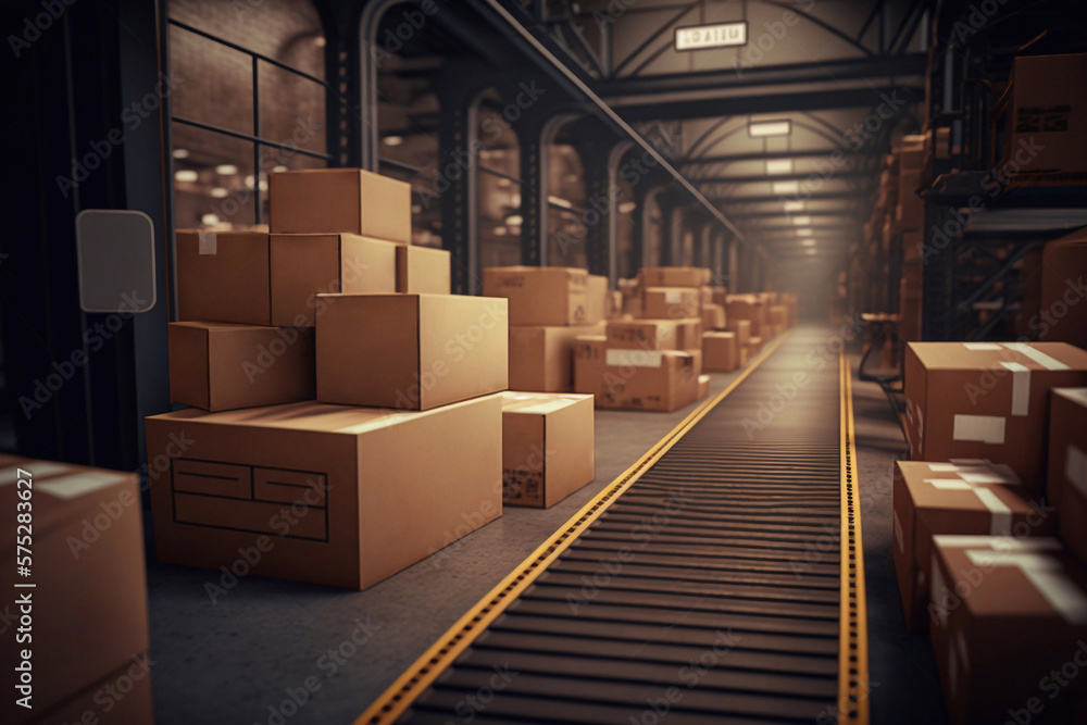 Logistics sorting machine. Generative AI Logistics sorting machine. Generative AI