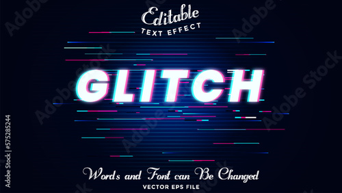 Glitch text effect. Editable glitch font effect. Vector
