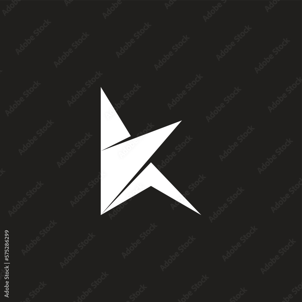 letter k paper fold star logo vector letter k paper fold star logo vector