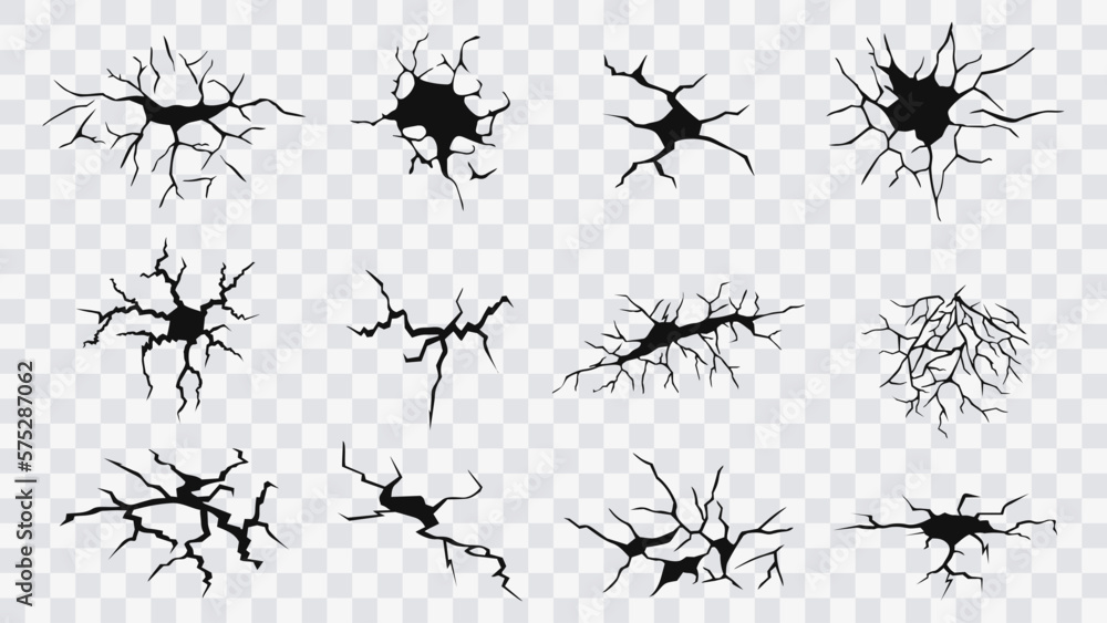 Damage Vector Vetor de Earthquake crack. Ground cracks, aging or dried ground effects ...