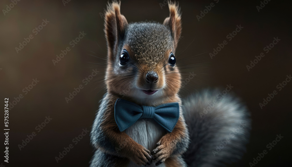 cute squirrel with suit bow tie