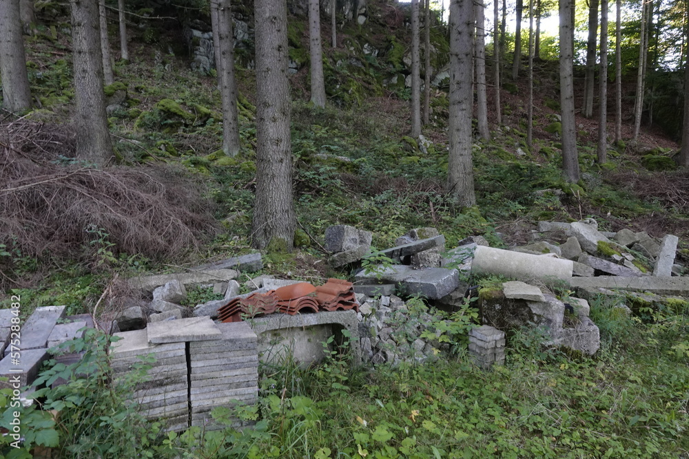 Illegale Bauschutt Entsorgung im Wald Illegale Bauschutt Entsorgung im Wald
