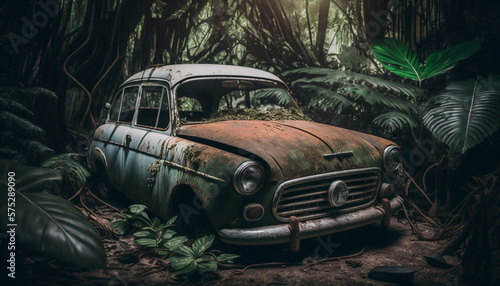 Abandoned Vintage Car In a Jungle | Generative Art 