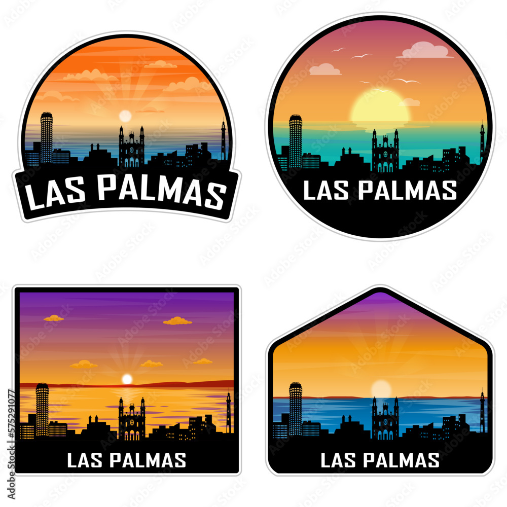 Las Palmas Spain Skyline Silhouette Retro Vintage Sunset Las Palmas Lover  Travel Souvenir Sticker Vector Illustration SVG EPS AI Stock Vector | Adobe  Stock