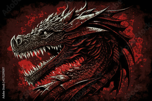 chinese dragon, black red background © StockMedia