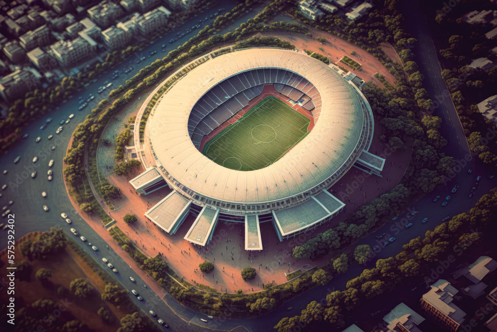 aerial view stadium - Generative AI