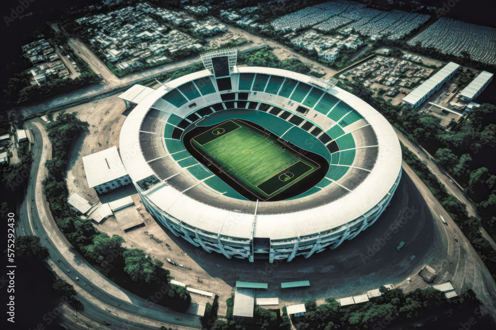 Fototapeta premium aerial view stadium - Generative AI
