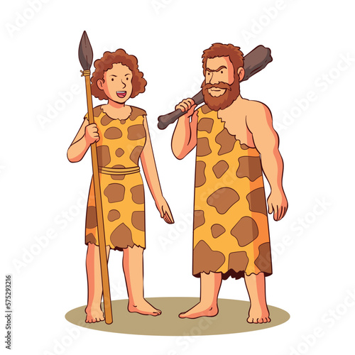 hand drawn early humans male and female
