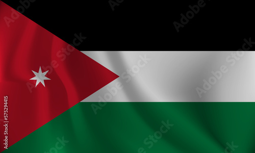 Flag of Jordan, with a wavy effect due to the wind.