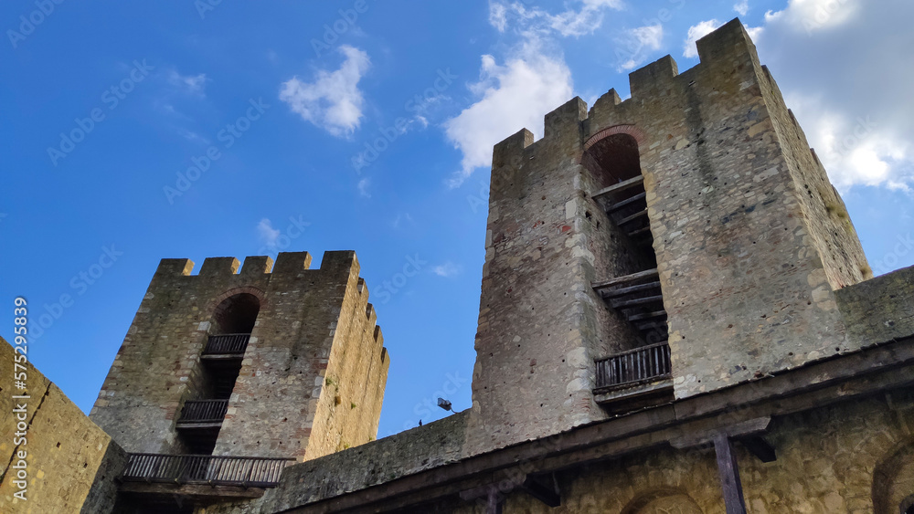 Towers of an old medieval fortress in Europe. Towers of an old medieval fortress in Europe.