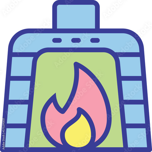 incineration flat line style icon