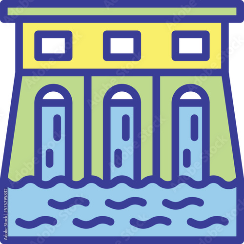 hydroelectric flat line style icon