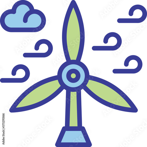 wind energy flat line style icon