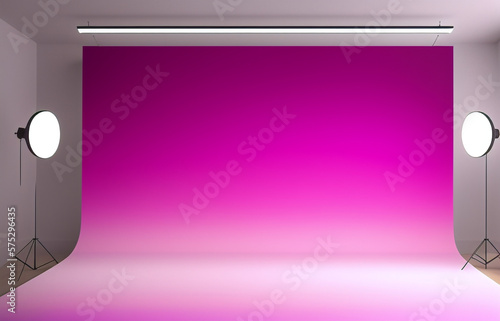Abstract pink and gradient light background with studio backdrops. Blank display or clean room for showing product. Realistic 3D render.