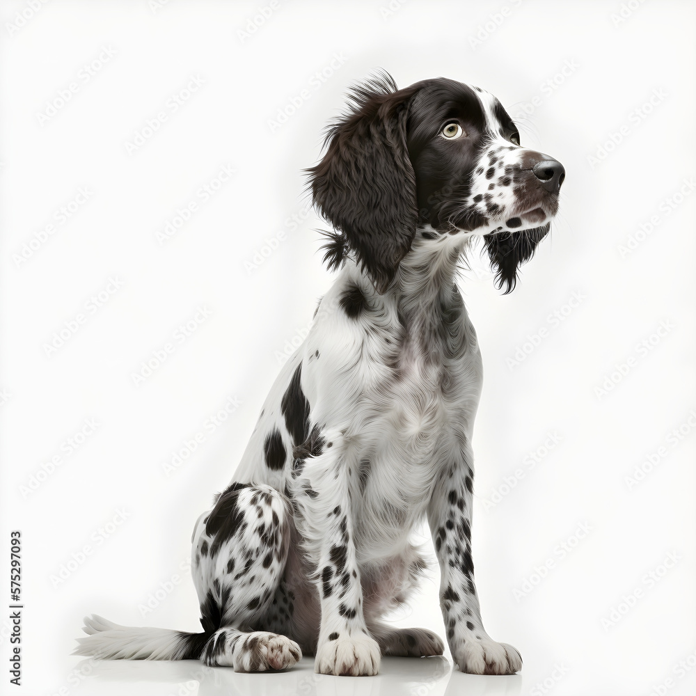 Small Munsterlander Pointer dog on a white background