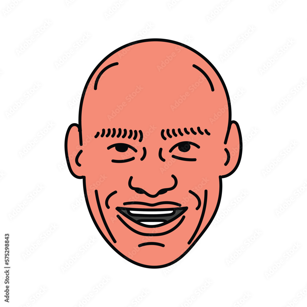 vector face of a bald man